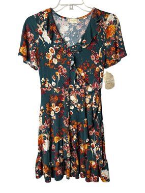 Altar'd State Fit & Flare Mini Dress Size XS Faux Wrap Floral Multicolor New